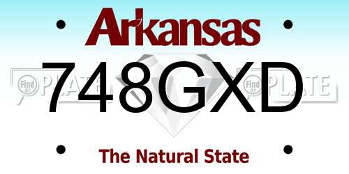 748GXD Arkansas License Plate
