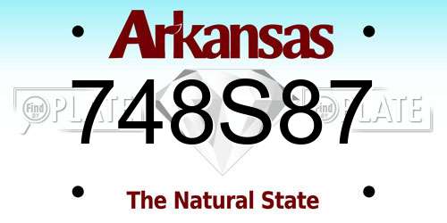748S87 Arkansas License Plate