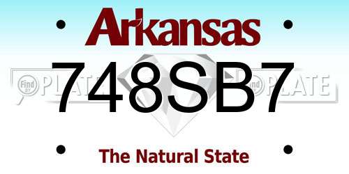 748SB7 Arkansas License Plate