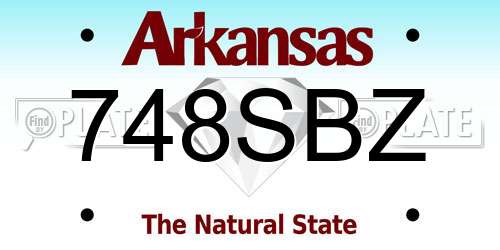 748SBZ Arkansas License Plate