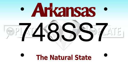 748SS7 Arkansas License Plate