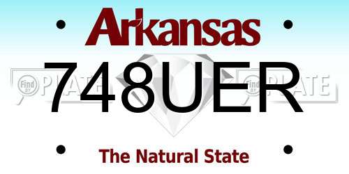 748UER Arkansas License Plate