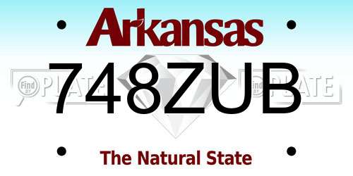 748ZUB Arkansas License Plate