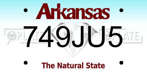 749JU5 Arkansas License Plate