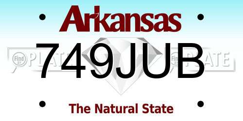 749JUB Arkansas License Plate