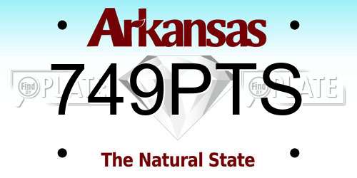 749PTS Arkansas License Plate
