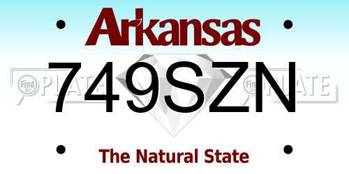 749SZN Arkansas License Plate