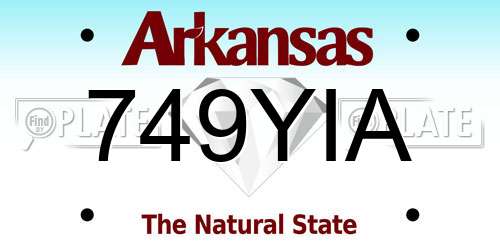 749YIA Arkansas License Plate