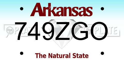 749ZGO Arkansas License Plate