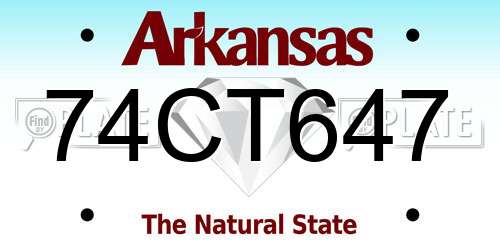 74CT647 Arkansas License Plate