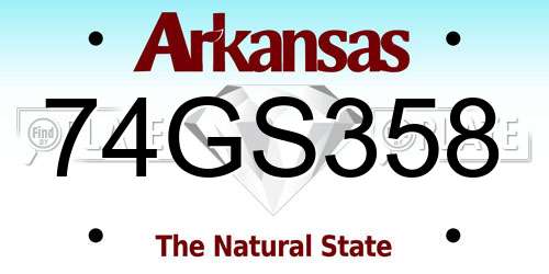 74GS358 Arkansas License Plate