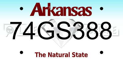 74GS388 Arkansas License Plate