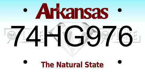 74HG976 Arkansas License Plate
