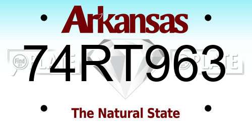 74RT963 Arkansas License Plate