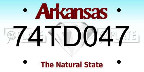 74TD047 Arkansas License Plate