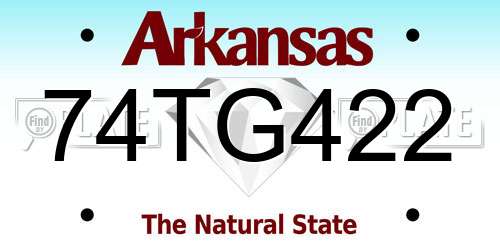 74TG422 Arkansas License Plate