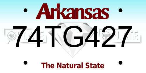 74TG427 Arkansas License Plate