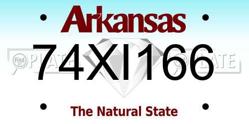 74XI166 Arkansas License Plate