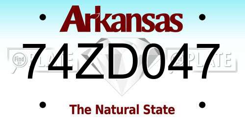 74ZD047 Arkansas License Plate
