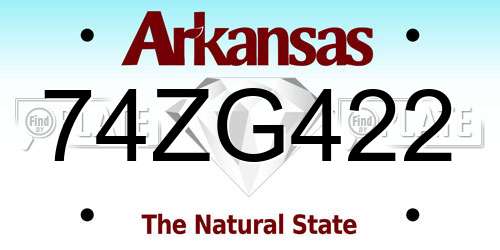 74ZG422 Arkansas License Plate