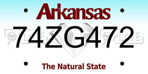 74ZG472 Arkansas License Plate