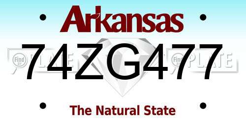 74ZG477 Arkansas License Plate