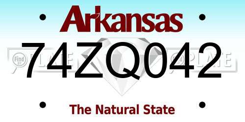 74ZQ042 Arkansas License Plate