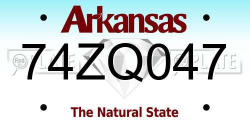 74ZQ047 Arkansas License Plate