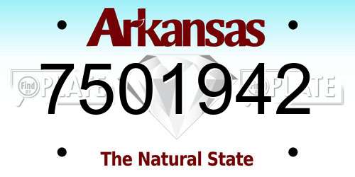 7501942 Arkansas License Plate