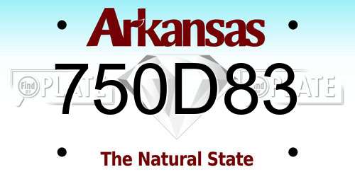 750D83 Arkansas License Plate