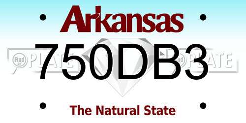 750DB3 Arkansas License Plate