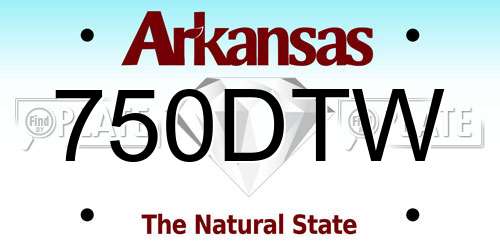 750DTW Arkansas License Plate