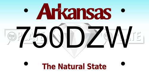750DZW Arkansas License Plate