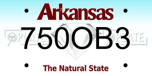 750OB3 Arkansas License Plate
