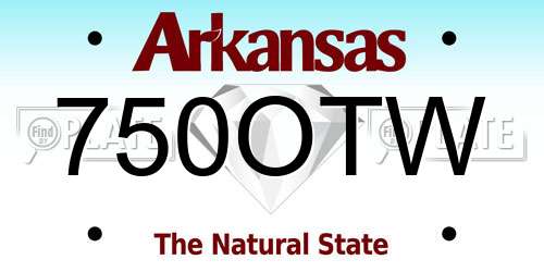 750OTW Arkansas License Plate