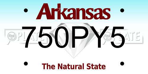 750PY5 Arkansas License Plate