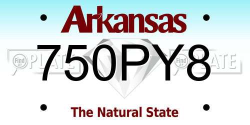 750PY8 Arkansas License Plate
