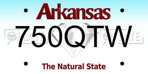 750QTW Arkansas License Plate