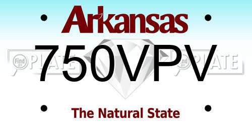 750VPV Arkansas License Plate