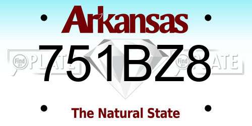 751BZ8 Arkansas License Plate