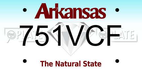 751VCF Arkansas License Plate
