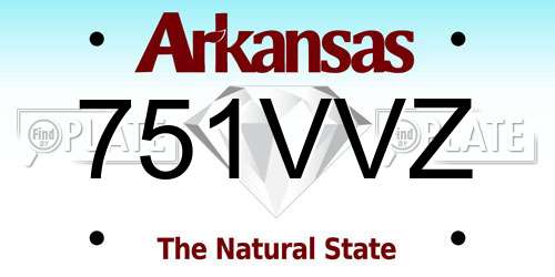 751VVZ Arkansas License Plate