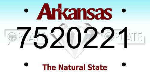 7520221 Arkansas License Plate
