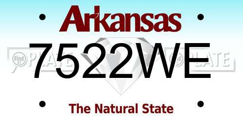 7522WE Arkansas License Plate