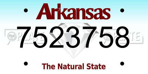 7523758 Arkansas License Plate