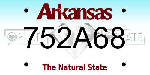 752A68 Arkansas License Plate