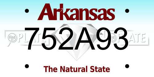 752A93 Arkansas License Plate