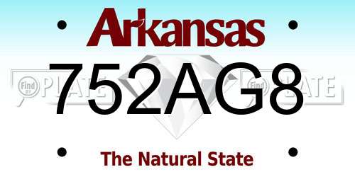 752AG8 Arkansas License Plate