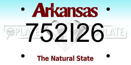 752I26 Arkansas License Plate