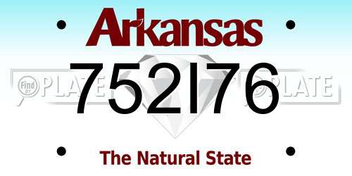 752I76 Arkansas License Plate